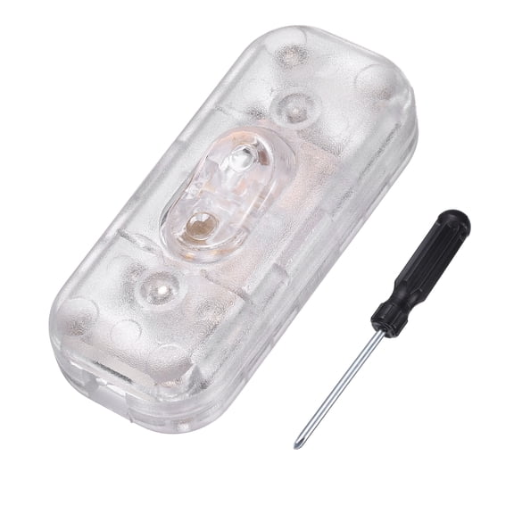 Uxcell Inline Cord Switch, 250V 6A On Off Switch with Screwdriver Replacement Repair Control Button ON OFF for Lamp Bed LED Lights, Transparent