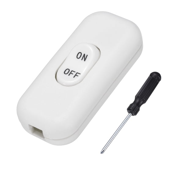 Uxcell Inline Cord Switch, 250V 6A On Off Switch with Screwdriver Replacement Repair Control Button ON OFF for Lamps Bed LED Lights, White