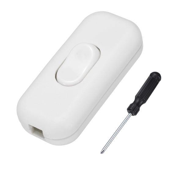 Uxcell Inline Cord Switch, 250V 6A On Off Switch with Grounding Terminal and Screwdriver Replacement Repair Control Button ON OFF for Lamp Bed LED Lights, White