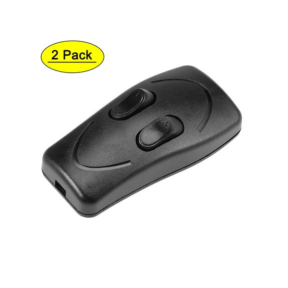 Uxcell Inline Cord Switch AC 250V 1A Duplex On Off Feed-Through Rocker Switch for Desk Light Black 2Pack