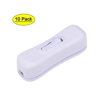 Uxcell Inline Cord Switch AC 250V 2A SPST Feed-Through Rocker Switch for Bedroom Table Lamp Desk Light White 10Pack