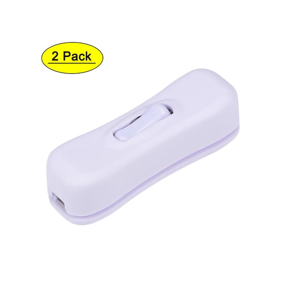 Uxcell Inline Cord Switch AC 250V 2A SPST Feed-Through Rocker Switch for Bedroom Table Lamp Desk Light White 2Pack
