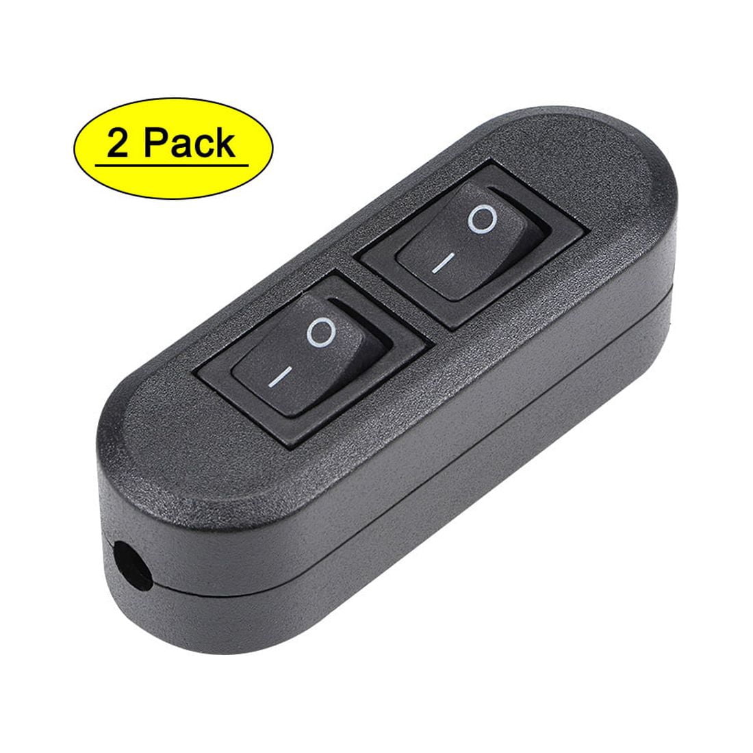 2-Pack Black Inline Cord Switches For Lamps - AC 250V 6A On/Off Slide Button Control - View #3
