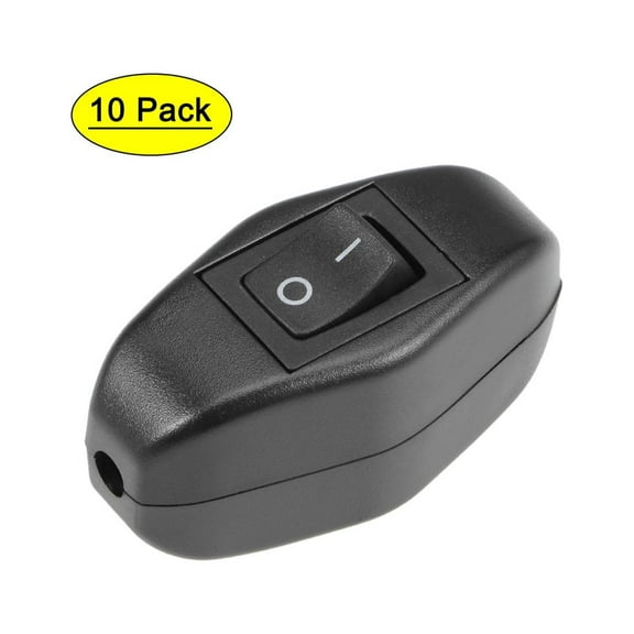 Uxcell Inline Cord Switch AC 250V 6A SPST On Off Feed-Through Rocker Switch for Bedroom Table Lamp Desk Light 10Pack