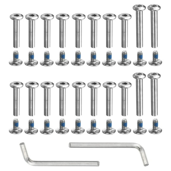 Uxcell Inline Skate Axle Screw Replacement Roller Wheel Repair Kit Accessories with Wrench, Silver 1 Set