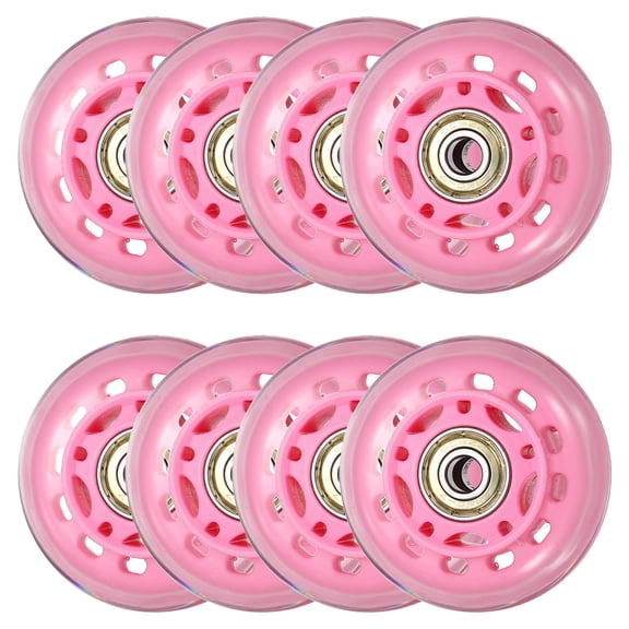 Uxcell Inline Skate Wheels with Bearings, Outdoor & Indoor Roller Skate Wheel Inline Skate Replacement ( 64mm, 8Pack, Pink ) for Scooter
