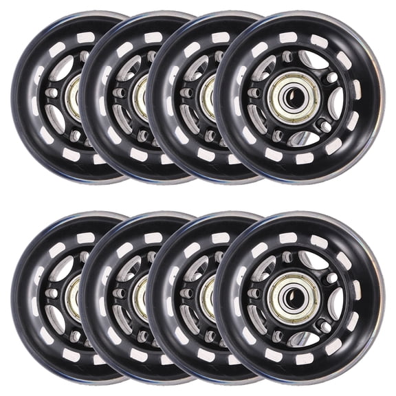 Uxcell Inline Skate Wheels with Bearings, Outdoor & Indoor Roller Skate Wheel Inline Skate Replacement ( 70mm, 8Pack, Black Transparent ) for Scooter