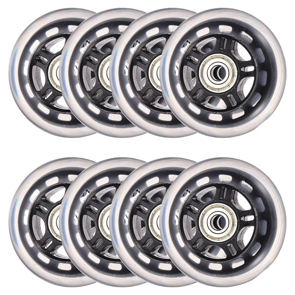 Uxcell Inline Skate Wheels with Bearings, Outdoor & Indoor Roller Skate Wheel Inline Skate Replacement ( 76mm, 8Pack, Black Transparent ) for Scooter