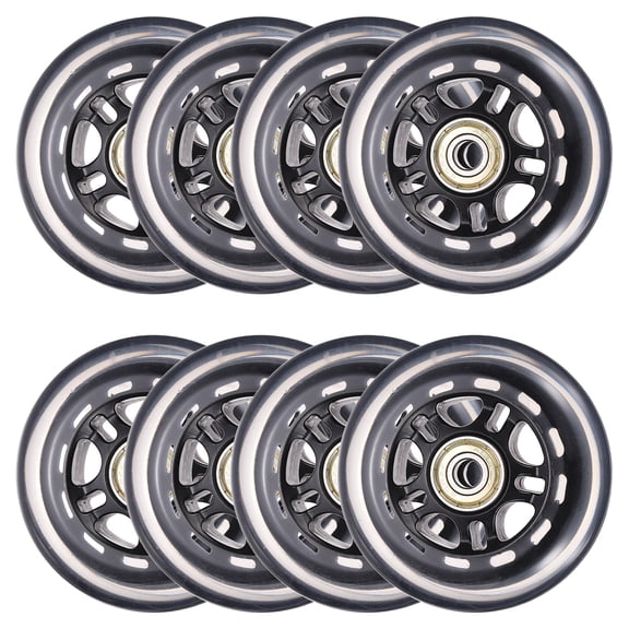Uxcell Inline Skate Wheels with Bearings, Outdoor & Indoor Roller Skate Wheel Inline Skate Replacement ( 80mm, 8Pack, Black Transparent ) for Scooter