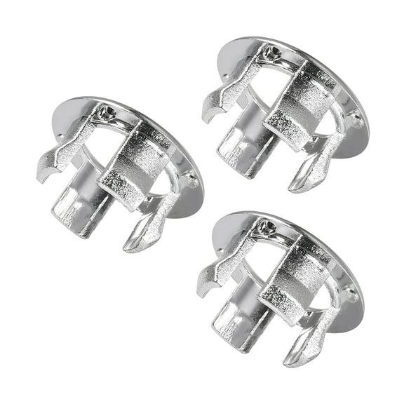 Uxcell Insert Spares Overflow Covers Plastic Chrome Plated for Bathroom Kitchen Mesh Hole Silver Tone 0.87" x 0.59" 3pcs