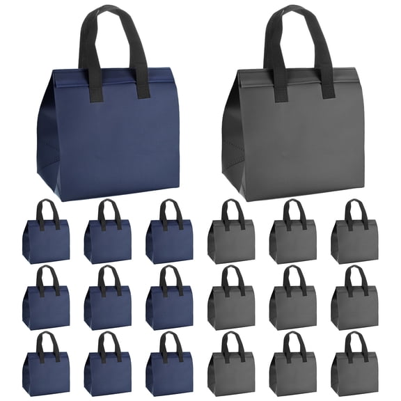 Uxcell Insulated Take Away Bags [20PCS] - Bulk Thermal Insulation Food- [Black & Navy Blue-9.4IN]