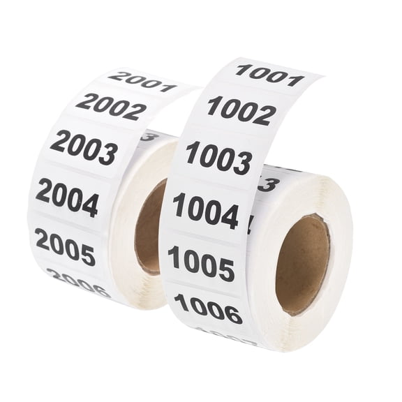Uxcell Inventory Number Sticker, (20x40mm, Black) (2 Roll), 1001-2000 & 2001-3000 Consecutive Number Labels Self-Adhesive 2000 Tags, Suit for - Storage/Organize/Classify