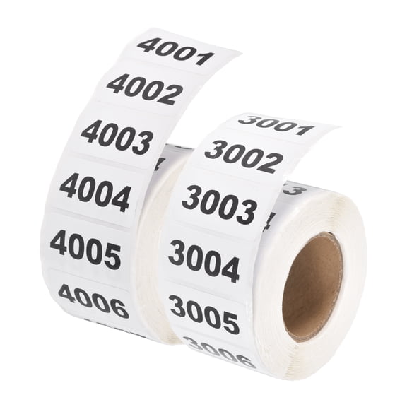 Uxcell Inventory Number Sticker, (20x40mm, Black) (2 Roll), 3001-4000 & 4001-5000 Consecutive Number Labels Self-Adhesive 2000 Tags, Suit for - Storage/Organize/Classify