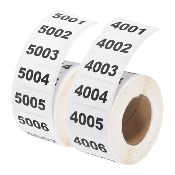 Uxcell Inventory Number Sticker, (20x40mm, Black) (2 Roll), 4001-5000 & 5001-6000 Consecutive Number Labels Self-Adhesive 2000 Tags, Suit for - Storage/Organize/Classify