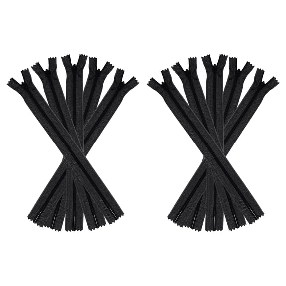Uxcell Invisible Zippers, 10pcs 8inch Nylon Hidden Sewing Zippers for Sewing DIY Handmade, Black