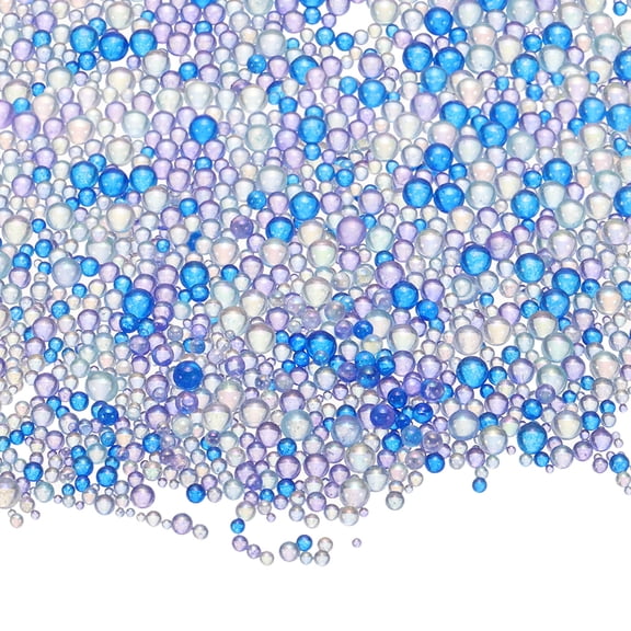 Uxcell Iridescent Glass Tiny Bubble Beads, 0.4-3mm 10g No Hole Micro Mini Round Blue Water Droplets Beads