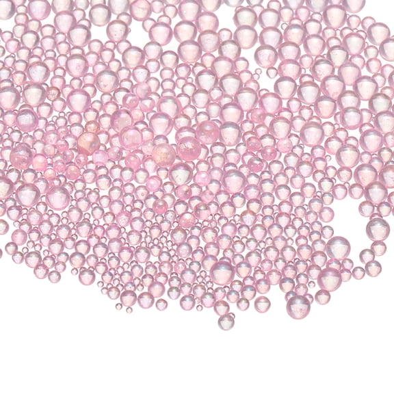 Uxcell Iridescent Glass Tiny Bubble Beads, 0.4-3mm 10g No Hole Micro Mini Round Light Pink Water Droplets Beads