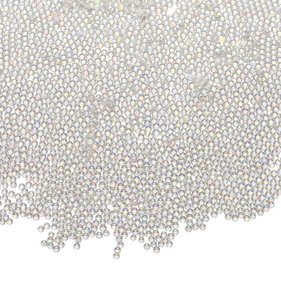 Uxcell Iridescent Glass Tiny Bubble Beads, 1.0-1.5mm 10g No Hole Micro Mini Round White Transparent Water Droplets Beads
