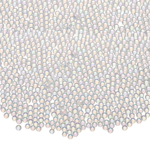 Uxcell Iridescent Glass Tiny Bubble Beads, 2.0-2.5mm 10g No Hole Micro Mini Round White Transparent Water Droplets Beads