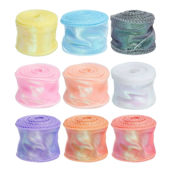 Uxcell Iridescent Organza Ribbon 1.6 inch x 10 Yard Laser Sheer Organza Wired Ribbon 9 Roll