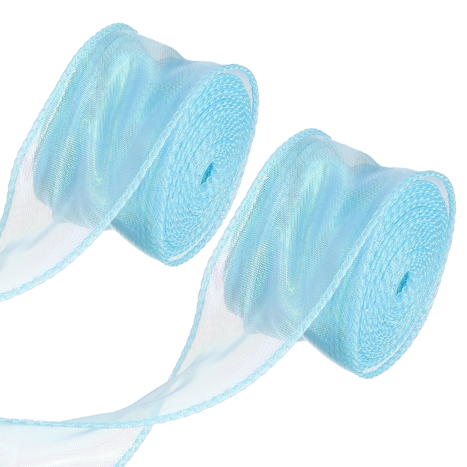 Uxcell Iridescent Organza Ribbon, Laser Sheer Organza Wired Ribbon for ...