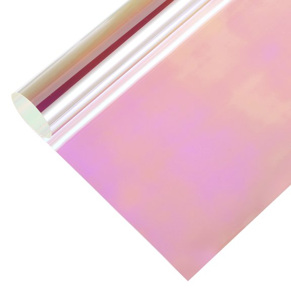 Uxcell Iridescent Window Film,6" x 39" Iridescent Holographic Fabric Dichroic Film Clear Vinyl Paper Roll for DIY Craft Gift Wrapping Bag Decoration, Red