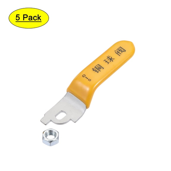 Uxcell Iron Chrome Plated Replacement Quarter Turn Lever Handle Yellow for Ball Valve 5 Pack