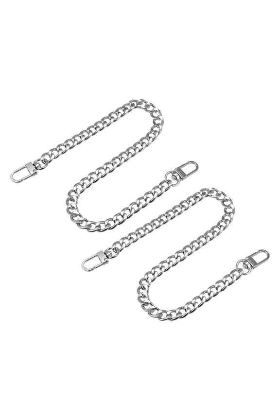 Iron Flat Chain Strap, 16" 2Pack Handbag Chains Purse Straps DIY Replacement, Silver
