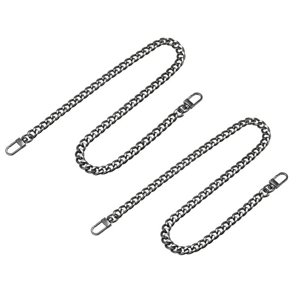Uxcell Iron Flat Chain Strap, 24" 2Pack Handbag Chains Purse Straps DIY Replacement, Black