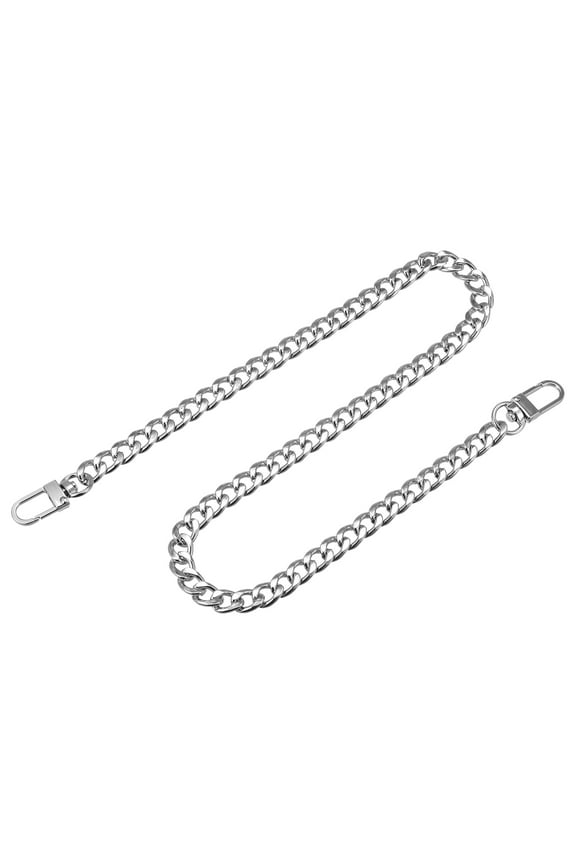 Iron Flat Chain Strap, 24" Handbag Chains Purse Straps DIY Replacement, Silver