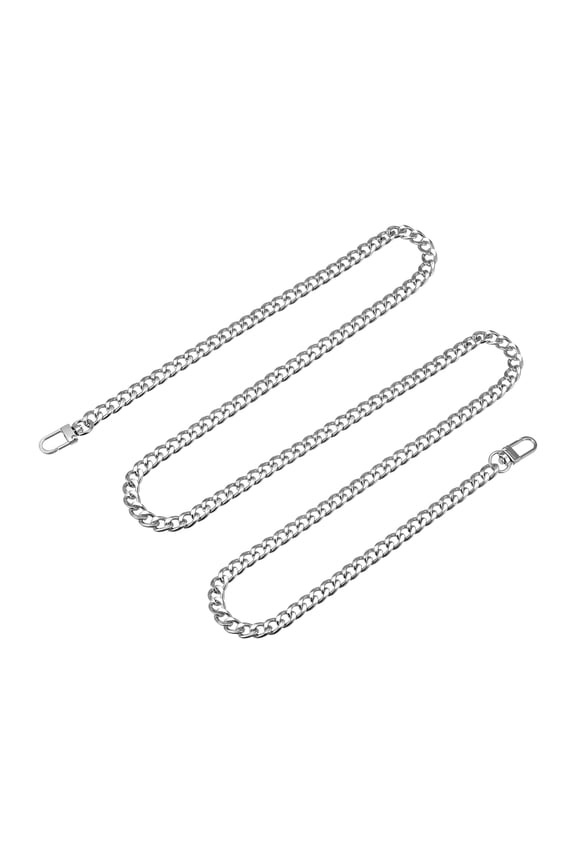 Iron Flat Chain Strap, 47" Handbag Chains Purse Straps DIY Replacement, Silver