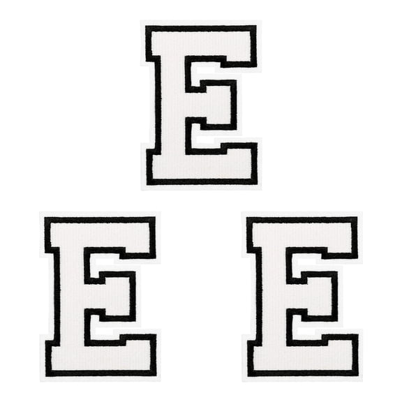 Uxcell Iron on Letter Patches, 3 Pcs 4.4"/11.3cm Large Alphabet E Iron on Embroidered Applique Sew on Patches for Clothes, Dress, Socks, Jeans, Hats, DIY Accessories (White)