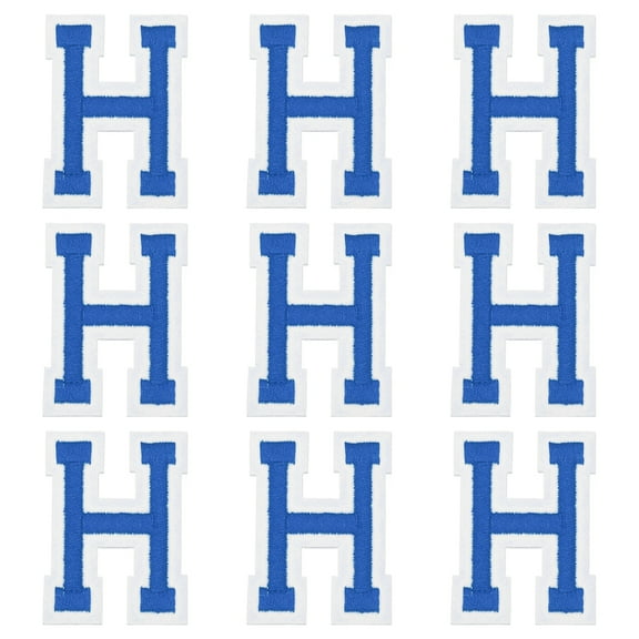 Uxcell Iron on Letter Patches, 9 Pcs 2"/5cm Alphabet H Iron on Embroidered Applique Sew on Patches for Clothes, Dress, Socks, Jeans, Hats, DIY Accessories(Dark Blue)