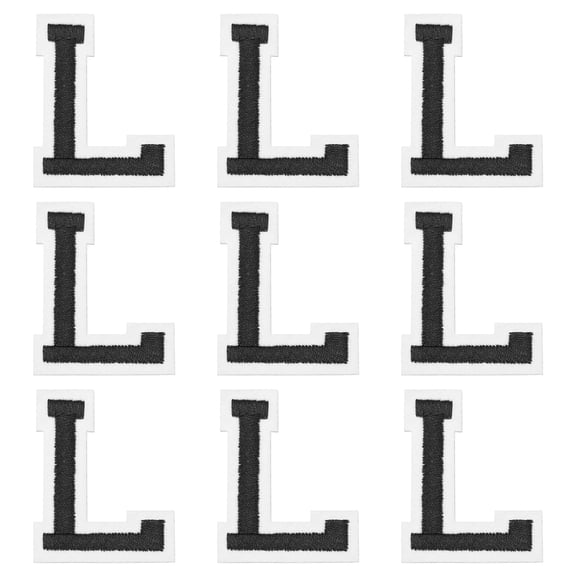Uxcell Iron on Letter Patches, 9 Pcs 2"/5cm Alphabet L Iron on Embroidered Applique Sew on Patches for Clothes, Dress, Socks, Jeans, Hats, DIY Accessories(Black)