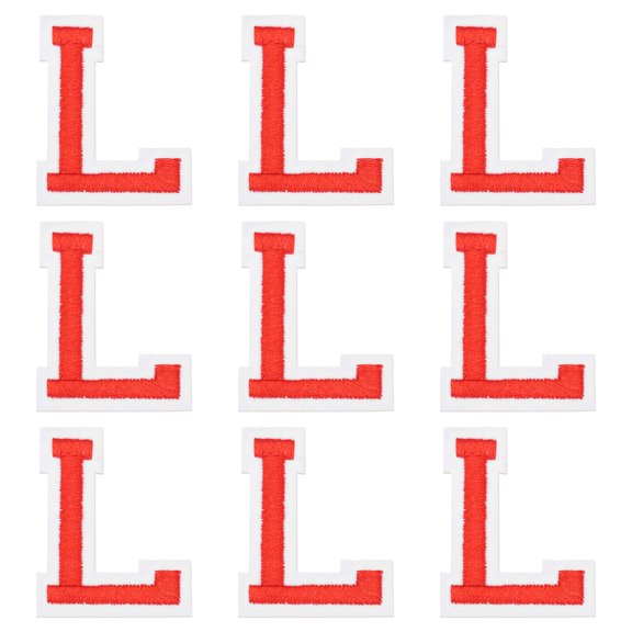 Uxcell Iron on Letter Patches, 9 Pcs 2"/5cm Alphabet L Iron on Embroidered Applique Sew on Patches for Clothes, Dress, Socks, Jeans, Hats, DIY Accessories(Red)