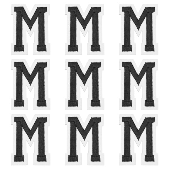 Uxcell Iron on Letter Patches, 9 Pcs 2"/5cm Alphabet M Iron on Embroidered Applique Sew on Patches for Clothes, Dress, Socks, Jeans, Hats, DIY Accessories(Black)