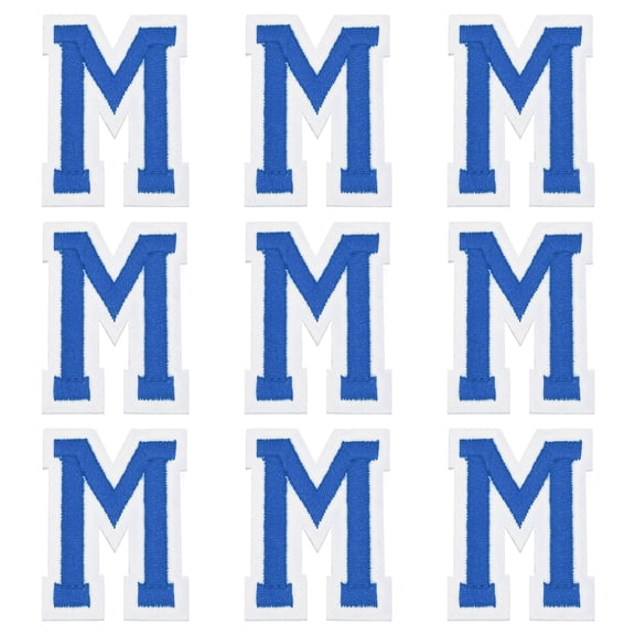 Uxcell Iron on Letter Patches, 9 Pcs 2"/5cm Alphabet M Iron on Embroidered Applique Sew on Patches for Clothes, Dress, Socks, Jeans, Hats, DIY Accessories(Dark Blue)
