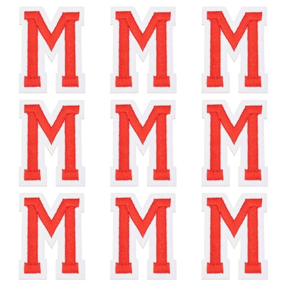 Uxcell Iron on Letter Patches, 9 Pcs 2"/5cm Alphabet M Iron on Embroidered Applique Sew on Patches for Clothes, Dress, Socks, Jeans, Hats, DIY Accessories(Red)