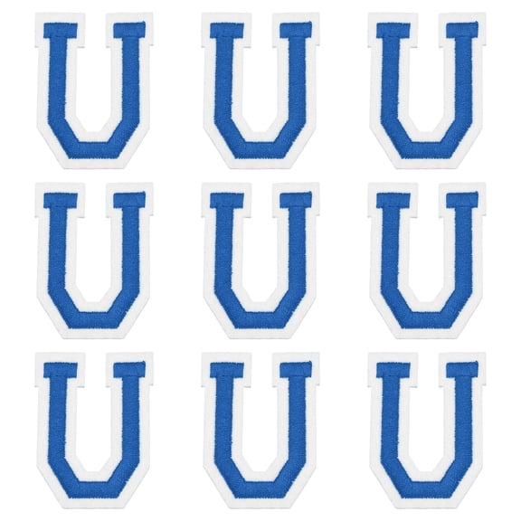Uxcell Iron on Letter Patches, 9 Pcs 2"/5cm Alphabet U Iron on Embroidered Applique Sew on Patches for Clothes, Dress, Socks, Jeans, Hats, DIY Accessories(Dark Blue)
