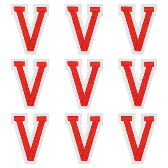 Uxcell Iron on Letter Patches, 9 Pcs 2"/5cm Alphabet V Iron on Embroidered Applique Sew on Patches for Clothes, Dress, Socks, Jeans, Hats, DIY Accessories(Red)