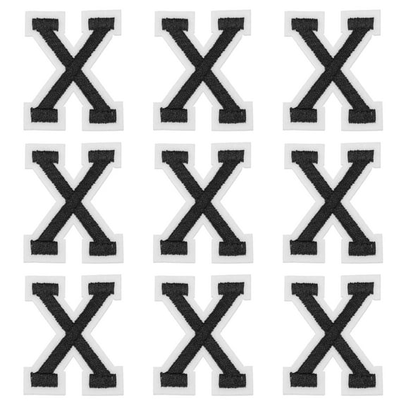 Uxcell Iron on Letter Patches, 9 Pcs 2"/5cm Alphabet X Iron on Embroidered Applique Sew on Patches for Clothes, Dress, Socks, Jeans, Hats, DIY Accessories(Black)