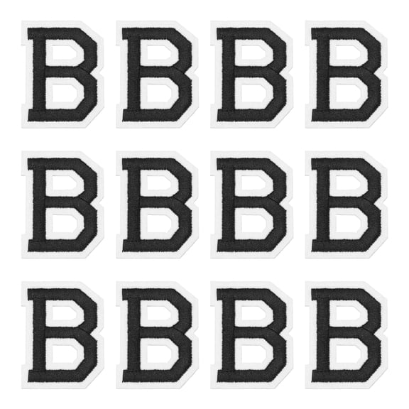 Uxcell Iron on Letter Patches, Letter B, 1.4" Sew-on Embroidered Alphabet Patch A-Z with Ironed Adhesive for DIY Clothes Decorating Repair Shirts Jeans Jackets (Black, 12pcs)