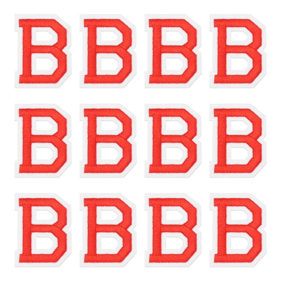 Uxcell Iron on Letter Patches, Letter B, 1.4" Sew-on Embroidered Alphabet Patch A-Z with Ironed Adhesive for DIY Clothes Decorating Repair Shirts Jeans Jackets (Red, 12pcs)