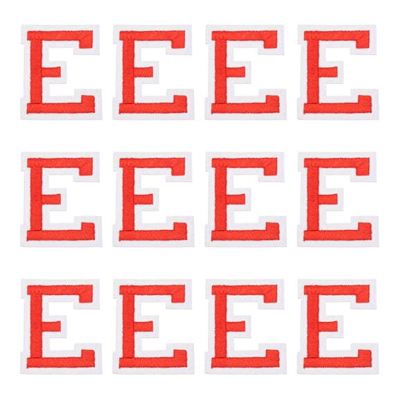 Uxcell Iron on Letter Patches, Letter E, 1.4" Sew-on Embroidered Alphabet Patch A-Z with Ironed Adhesive for DIY Clothes Decorating Repair Shirts Jeans Jackets (Red, 12pcs)
