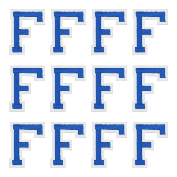 Uxcell Iron on Letter Patches, Letter F, 1.4" Sew-on Embroidered Alphabet Patch A-Z with Ironed Adhesive for DIY Clothes Decorating Repair Shirts Jeans Jackets (Blue, 12pcs)