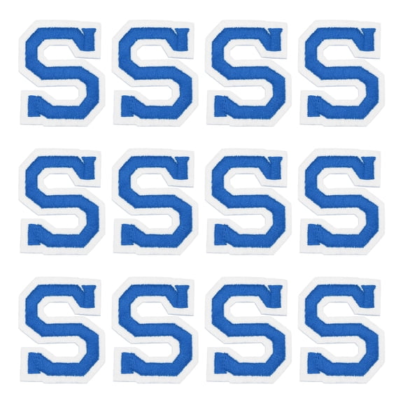 Uxcell Iron on Letter Patches, Letter S, 1.4" Sew-on Embroidered Alphabet Patch A-Z with Ironed Adhesive for DIY Clothes Decorating Repair Shirts Jeans Jackets (Blue, 12pcs)
