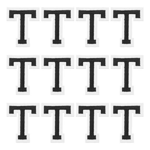 Uxcell Iron on Letter Patches, Letter t, 1.4" Sew-on Embroidered Alphabet Patch A-Z with Ironed Adhesive for DIY Clothes Decorating Repair Shirts Jeans Jackets (Black, 12pcs)