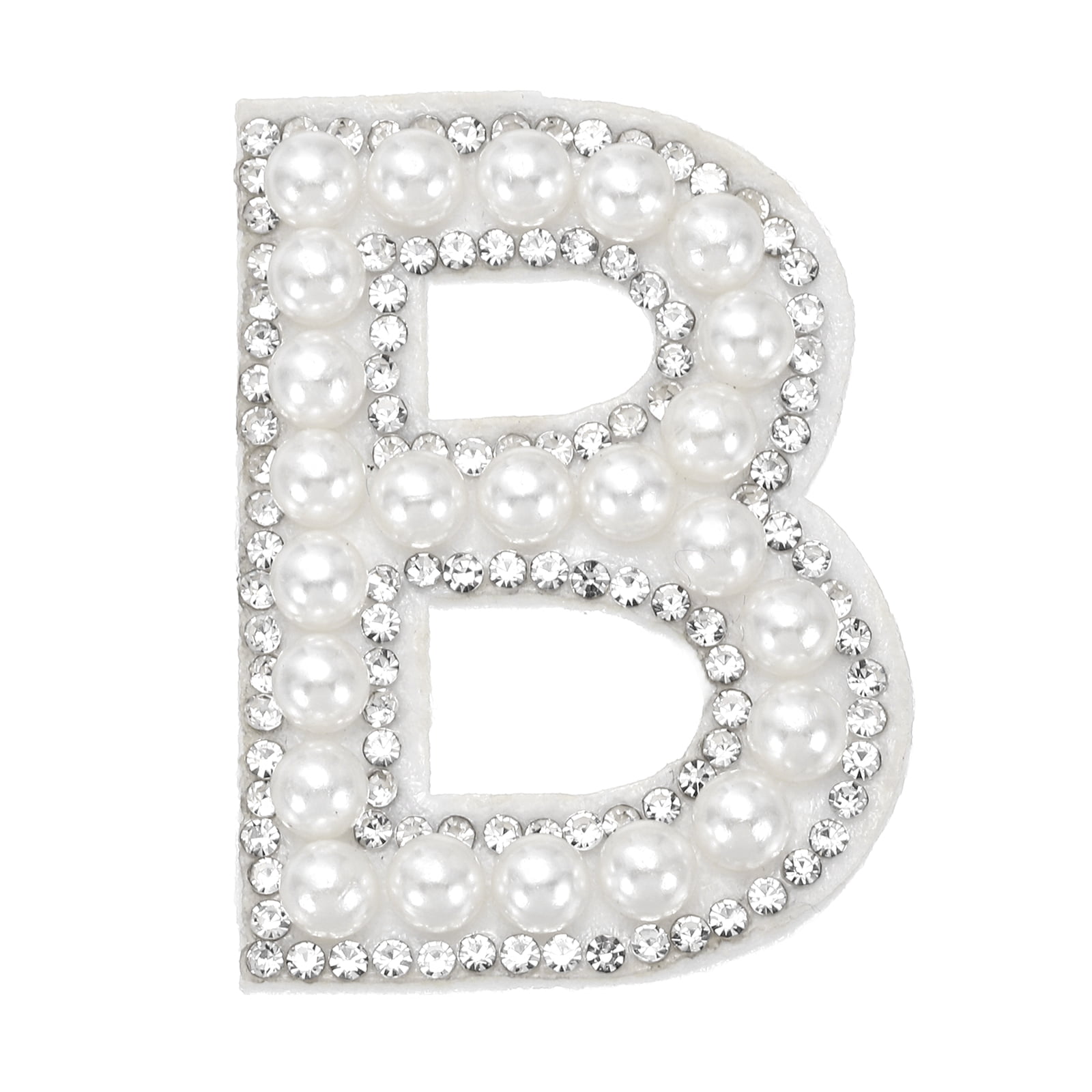 B Patch Uxcell Iron on Pearl Letter B Patches, Pearl Rhinestone A-Z Alphabet ...