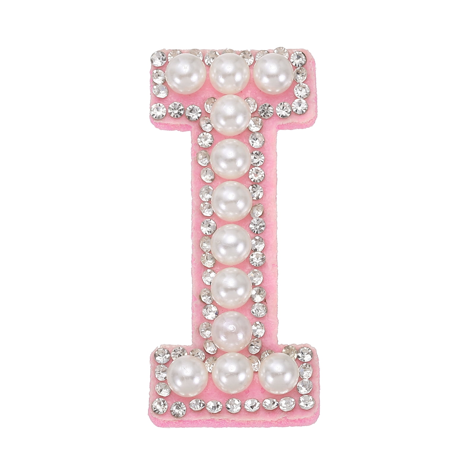 Uxcell Iron on Pearl Letter I Patches, Pearl Rhinestone A-Z