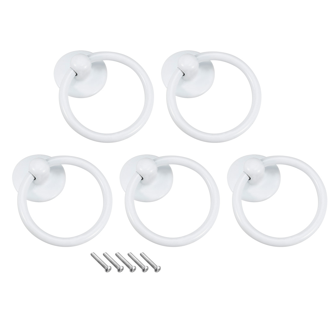 Uxcell Iron Spray-Paint Drawer Ring Pull Handle-0.16" Hole Diameter-5 Pack - image 1 of 4